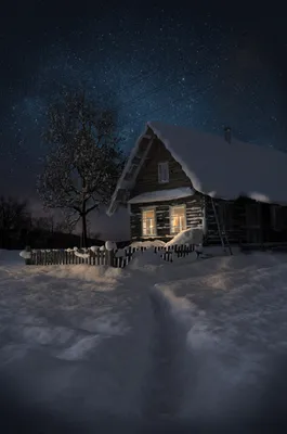 Зимняя ночь - Работа из галереи 3D Моделей