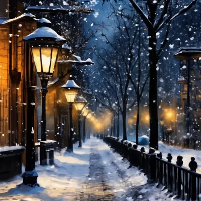 Зима, ночь, аллея - Зима - Фото галерея - Галерейка