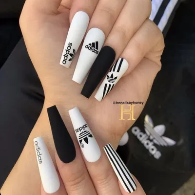Adidas Nails | Дизайнерские ногти, Красивые ногти, Длинные ногти