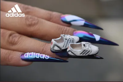 How To Put Adidas Nail Sticker For Fake Nails | Easy Design - YouTube