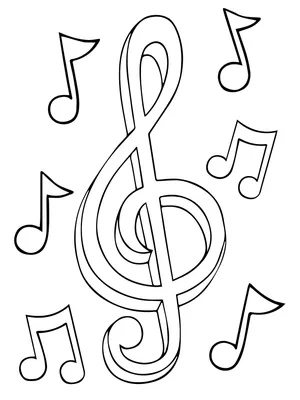 Музыкальные ноты — раскраска для детей. Распечатать бесплатно.