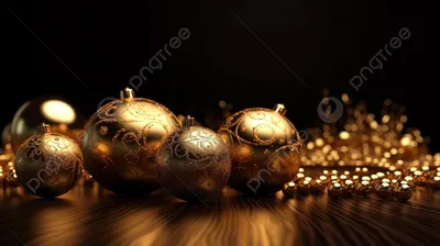 золотые рождественские украшения Satoshismoon 4k Hd обои, 3д иллюстрация,  золотые новогодние шары фон поздравительная открытка, веселого Рождества и  счастливого Нового года фон картинки и Фото для бесплатной загрузки