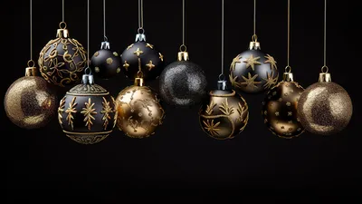 Новогодние украшения на черном фоне :: Стоковая фотография :: Pixel-Shot  Studio