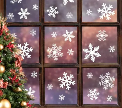 Наклейки на окна новогодние цветные \"Снежный город - красный \" надпись -  Счастливого Нового года купить по выгодной цене в интернет-магазине OZON  (759650204)