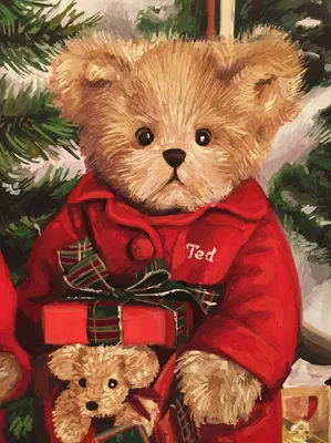 Новогодний мишка Тед в красной пижаме | Пикабу