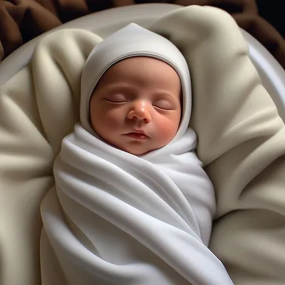 Спящий новорожденный ребенок в голубой пеленке Stock Photo | Adobe Stock