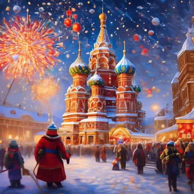 Новый год в россии» — создано в Шедевруме