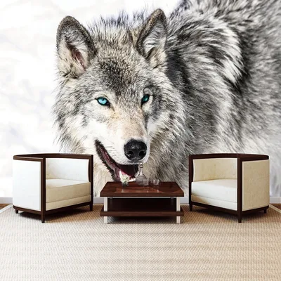 Фото обои животные 368x254 см 3Д Волк с голубыми глазами (2940P8)+клей  (ID#1754664558), цена: 1200 ₴, купить на Prom.ua