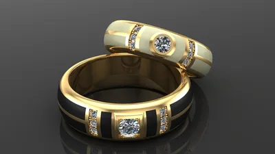Купить Парные обручальные кольца с черными и белыми бриллиантами GORGEOUS  COMBO в интернет-магазине: эксклюзивный дизайн, хорошая цена, отзывы,  описание | obruchalki.com
