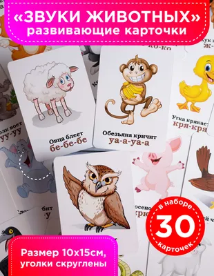 Карточки для детей развивающие обучающие Звуки животных - купить с  доставкой по выгодным ценам в интернет-магазине OZON (441819030)