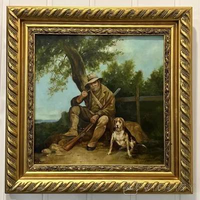 Охотник с собакой бигля стоковое изображение. изображение насчитывающей  млекопитающее - 142492765