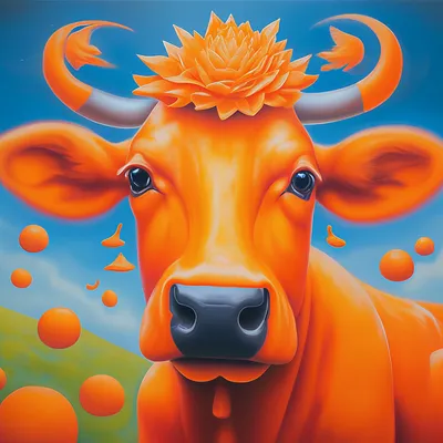 Картинка для капкейков \"Оранжевая корова\" - PT992 - пищевая печать на  торте, сахарной, вафельной бумаге | Printort.uz