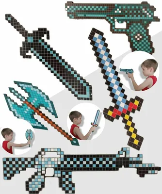 Оружие и инструменты Майнкрафт: Алмазные кирка и меч. Купить недорого