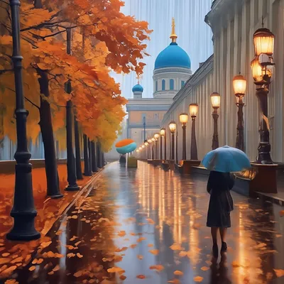 Картина Осенний дождь ᐉ Haidenko Anzhelika ᐉ онлайн-галерея Molbert.