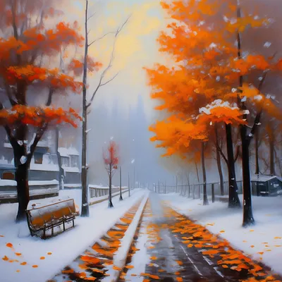 Первый снег, осенью» — создано в Шедевруме
