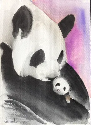 Красочный рисунок медведя панды с радужным фоном. | Премиум Фото