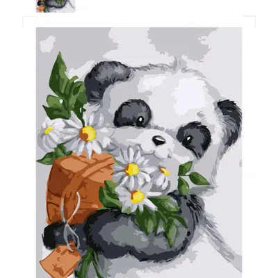 Панда с цветами Раскраска картина по номерам на холсте Z-NA136 купить в  Ростове-на-Дону