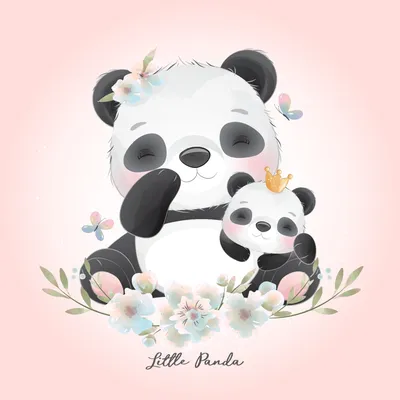 Панда с цветами в стиле романтик» — создано в Шедевруме