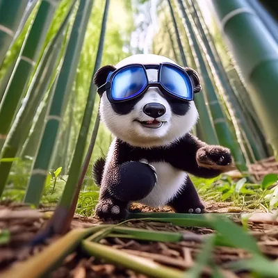 Забавный медведь-панда в солнечных очках на природе скоро весна generative  ai | Премиум Фото