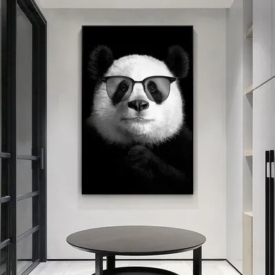 Картина \"Панда в очках и зеленых наушниках\" | Интернет-магазин картин  \"АртФактор\"