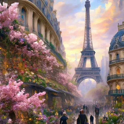 Картина по номерам Strateg ПРЕМИУМ Весенний Париж с лаком размером ...