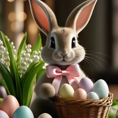 Пасхальный кролик. Поздравительная открытка с кроликом и яйцами. Stock  Vector | Adobe Stock