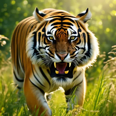 Тигр.бежит.пасть в оскале.кругом …» — создано в Шедевруме