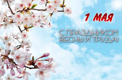 Картинка с праздником 1 мая на фоне Кремля и цветов
