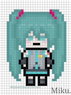 Пиксельная Мику. | Arte em pixels, Desenhos em pixels, Desenho quadriculado