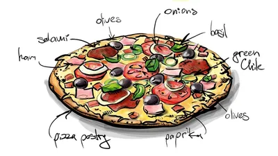 Рисунки для срисовки пицца - 63 фото
