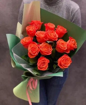 Купить оранжевые розы «Пламенный привет» в Стерлитамаке в интернет-магазине  «FLOWER SHOP»