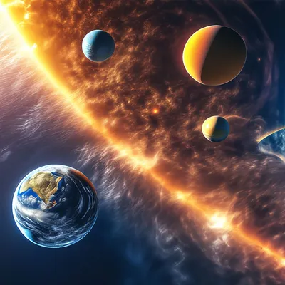 Солнце и планета | Премиум Фото