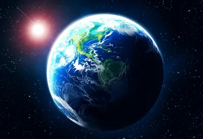 Яркое солнце и планеты земля Стоковое Фото - изображение насчитывающей  гловально, глубоко: 170639280