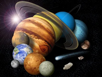 Космические планеты вокруг Солнца.» — создано в Шедевруме