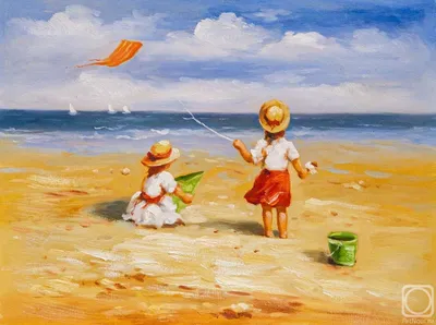 Пейзаж Пляж Дети живопись по номерам посылка масляные краски 40*50 холст  фотообои для детей оптом настенное искусство | AliExpress
