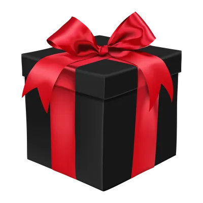 Подарок, черная подарочная коробка без фона в png