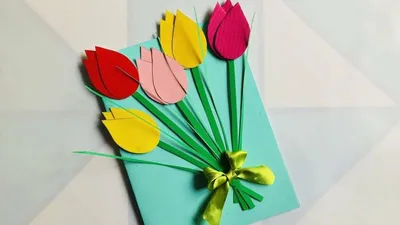 Открытка на 8 марта с цветами из пластилина - своими руками - YouTube