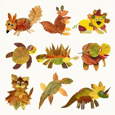 Животные из осенних листьев своими руками - 71 фото