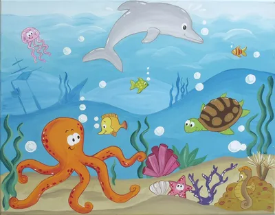 подводный мир, обучающий плакат для детского сада скачать