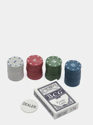 Покер, набор для игры (карты 54 шт., фишки 24 шт. с номиналом) - купить с  доставкой по выгодным ценам в интернет-магазине OZON (1042608615)
