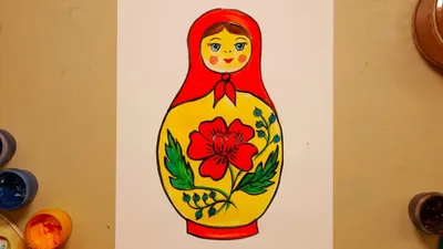 Рисунок МАТРЁШКА. Полхов-майданская роспись куклы 🖌️ - YouTube