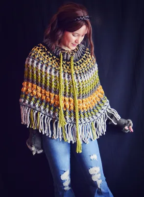 Sarape Poncho for Kids and Teens - 100% Acrylic. Colorful V-Neck