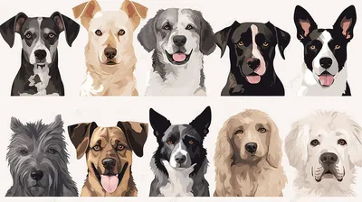 на этом изображении показаны разные морды собак, картинки с собаками для  распечатки, собака, Hd фон картинки и Фото для бесплатной загрузки