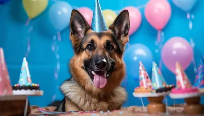 три собаки в праздничных шляпах смотрят на праздничный торт, фото собаки на день  рождения, собака, день рождения фон картинки и Фото для бесплатной загрузки