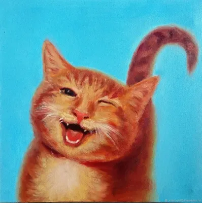 Картины: улыбающиеся животные кот позитивные картины для детей в  интернет-магазине Ярмарка Мастеров по цене 6900 ₽ – KFWTEBY | Картины,  Москва - доставка по России