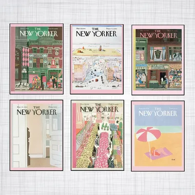 Журнал New Yorker, холст, принты, ретро плакаты и принты, винтажные  Многослойные настенные картины, декор для гостиной, плакат | AliExpress