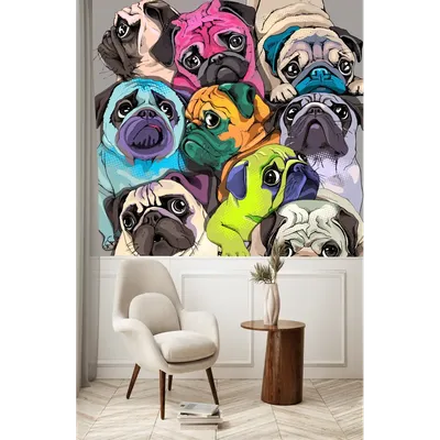 Смешные абстрактные Мультяшные Мопсы собака бульдог курительные животные  для чтения художественные плакаты на холсте настенные принты картина  домашний декор кукро | AliExpress
