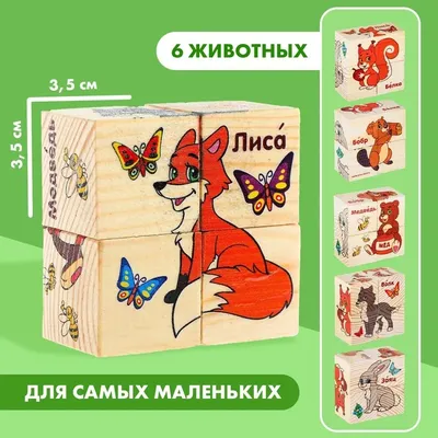 Купить Кубики деревянные «Лесные животные», набор 4 шт. в Новосибирске,  цена, недорого - интернет магазин Подарок Плюс