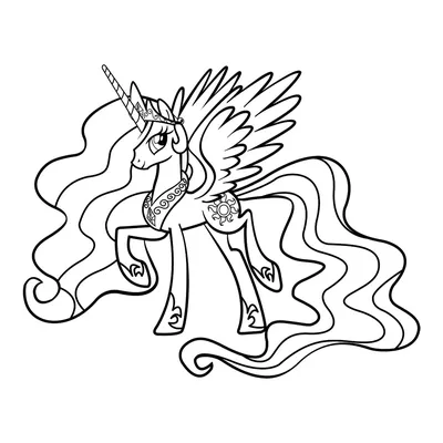 Раскраска Принцесса Селестия из Мой маленький пони распечатать или скачать