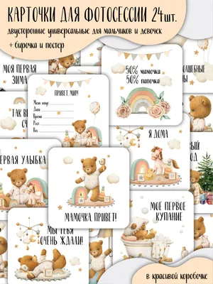 Карточки для фотосессии новорожденного \"Привет, мир!\" для девочки 30  карточек | AliExpress